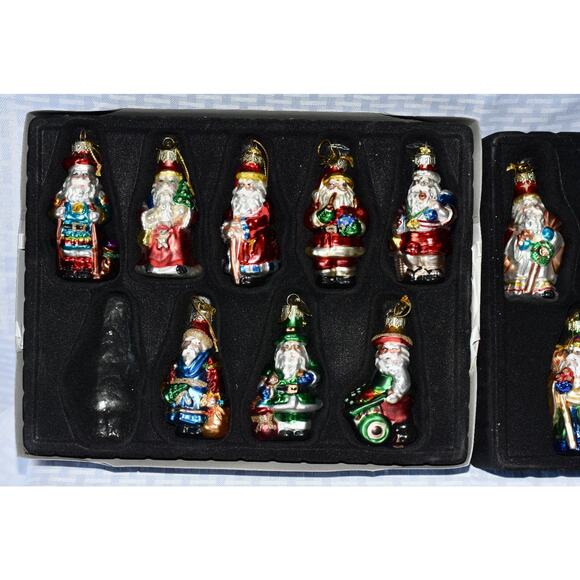 2002 Thomas Pacconi Classics Blown Glass Christmas Ornaments Set of 16 Santas - Picture 5 of 9